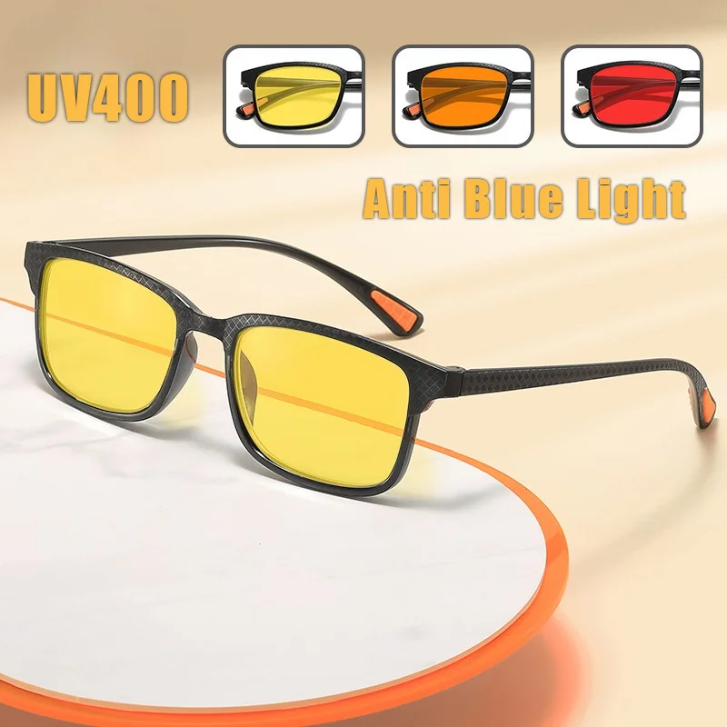 

UV400 Orange and Red Lens Blue Light Blocking Night Vision Glasses Men's Night Vision Enhancing Anti-Glare Protective Eyewear