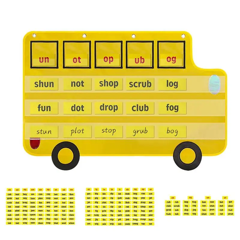 

Pocket Chart For Classroom Bus-Shaped Educational Pocket Chart Literacy Game Versatile Word Building Center Pocket Classroom