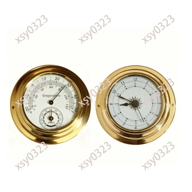 

Copper Case Hygrometer Thermometer & Clock Set, Multifunctional Indoor Temperature Time Kit