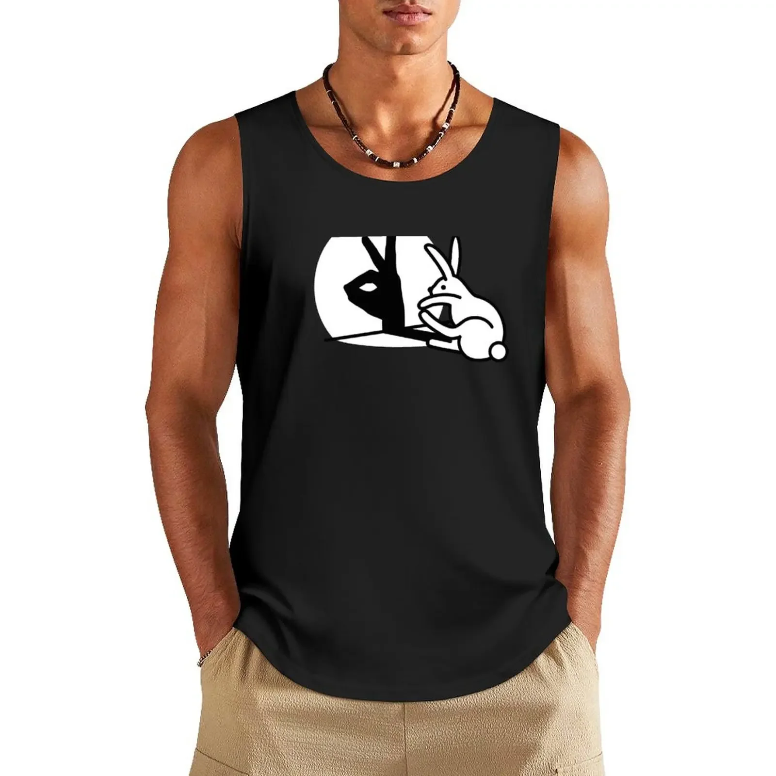 Funny Rabbit hand shadow puppets humor pop art Tank Top Men gym sportswear Men's fitness t-shirt Tank Top