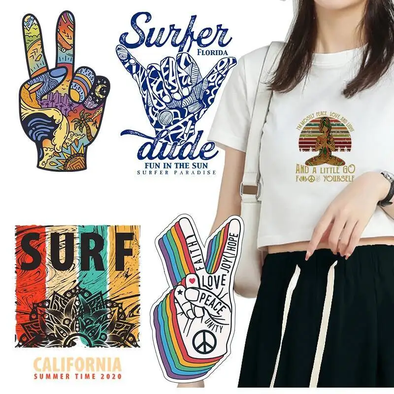 Fashion Mandala flower Yoga Print heat transfer stickers Iron On clothing fabric DIY gesture men's and women's T-shirt patterns