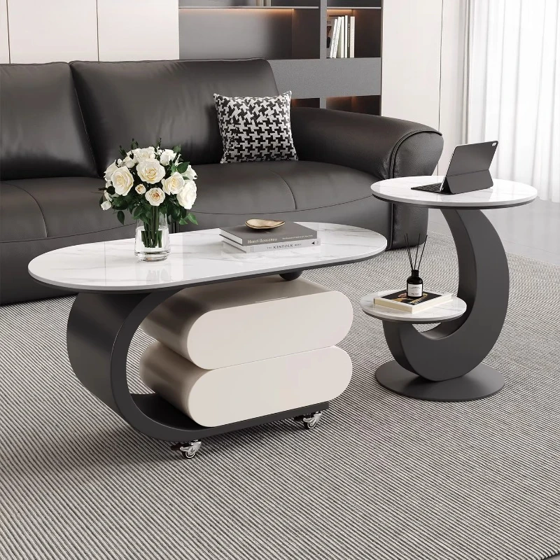Mesa de Café Simples e Estética, Mesa de Café Minimalista de Designer, Pequena e Moderna, Mesa Auxiliar de Luxo, Móveis para Casa