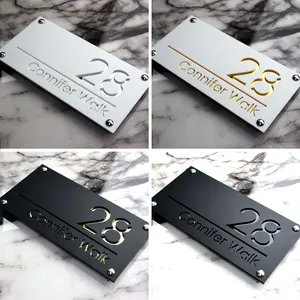 Acrylic outdoor sign of the 3D house number, personalized acrylic plate of the cut, exterior residential plate of the street number 10 Main Sales Custom Plate - №5