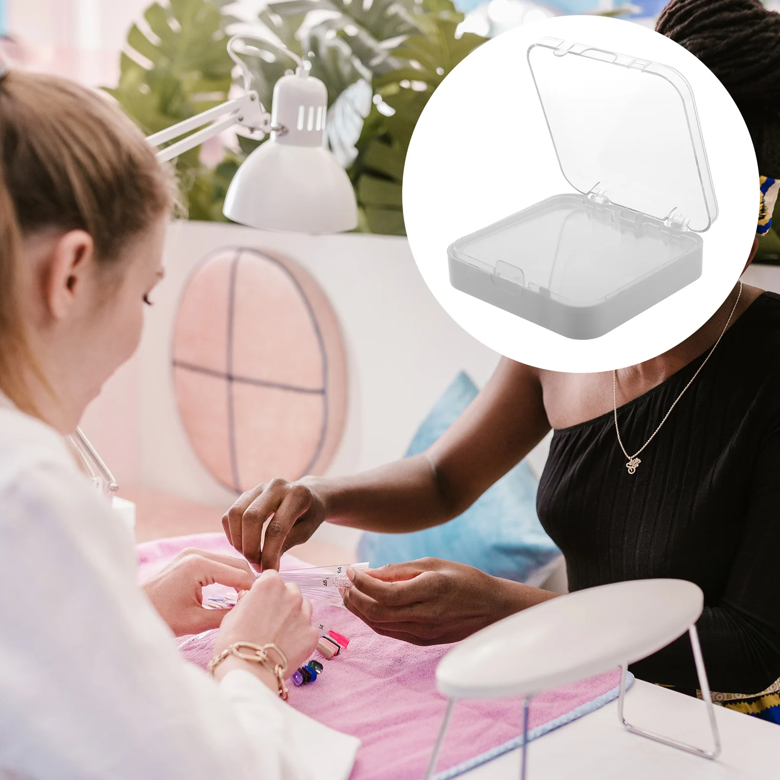 

5pcs Wearable Storage Box Double Layer Fake Nail Organizer Nail Art Display Stand For Salon Home Manicure Tools Container