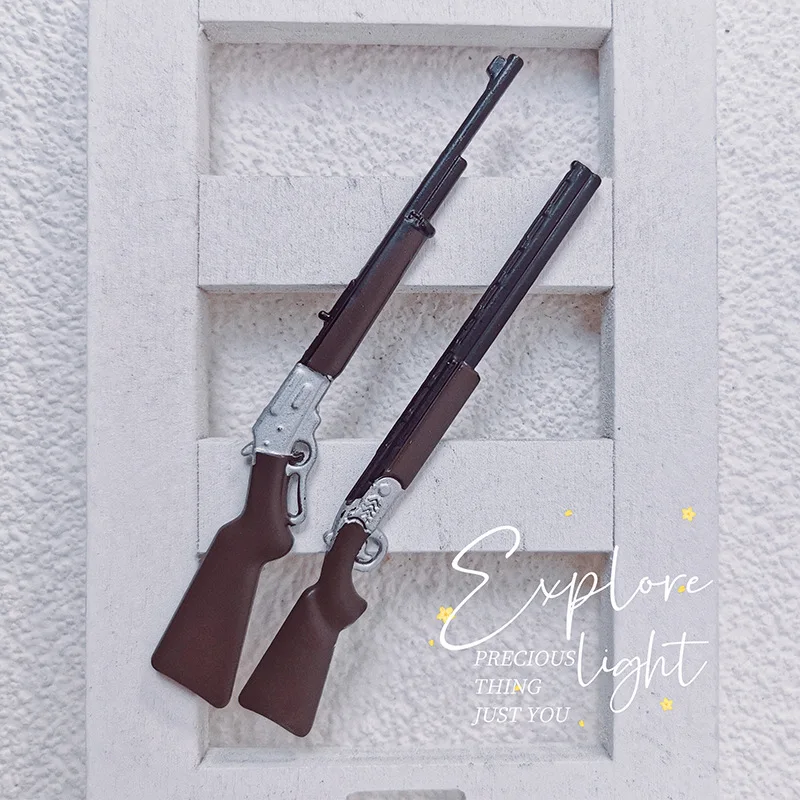 Dollhouse Mini Shotgun Miniature Items Sporting Gun Vintage Shotgun Doll House Accessories Outdoor Scenes Toys Home Decoration