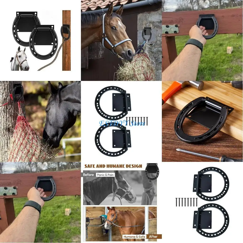 G6DE قطعتان من حلقات ربط الحصان مع براغي توسيع ومرفقات معدات الحصان متينة #1