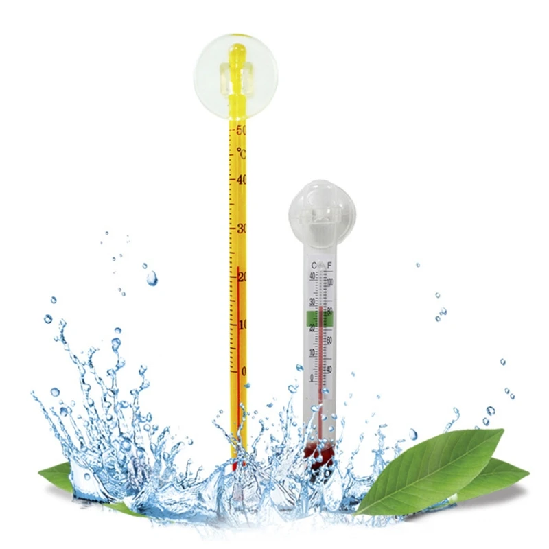 367D Thermometer with Suction Cup, Glass Tube Aquarium Fish Thermometer Temperature