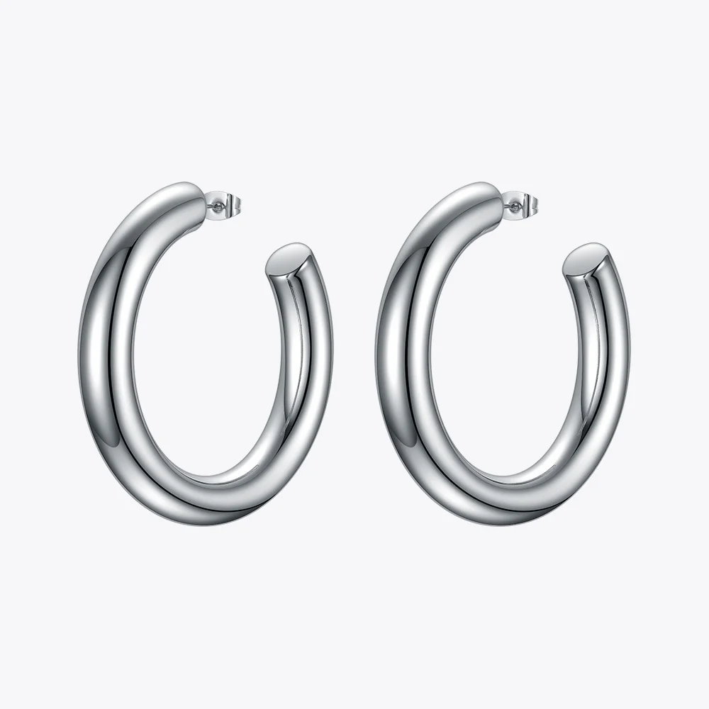 ENFASHION Thick-tube Hoop Earrings For Women Stainless Steel Rock Hiphop Hollow Circle Hoops Earings 2020 Fashion Jewelry E1172