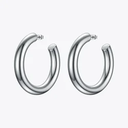 ENFASHION Thick-tube Hoop Earrings For Women Stainless Steel Rock Hiphop Hollow Circle Hoops Earings 2020 Fashion Jewelry E1172