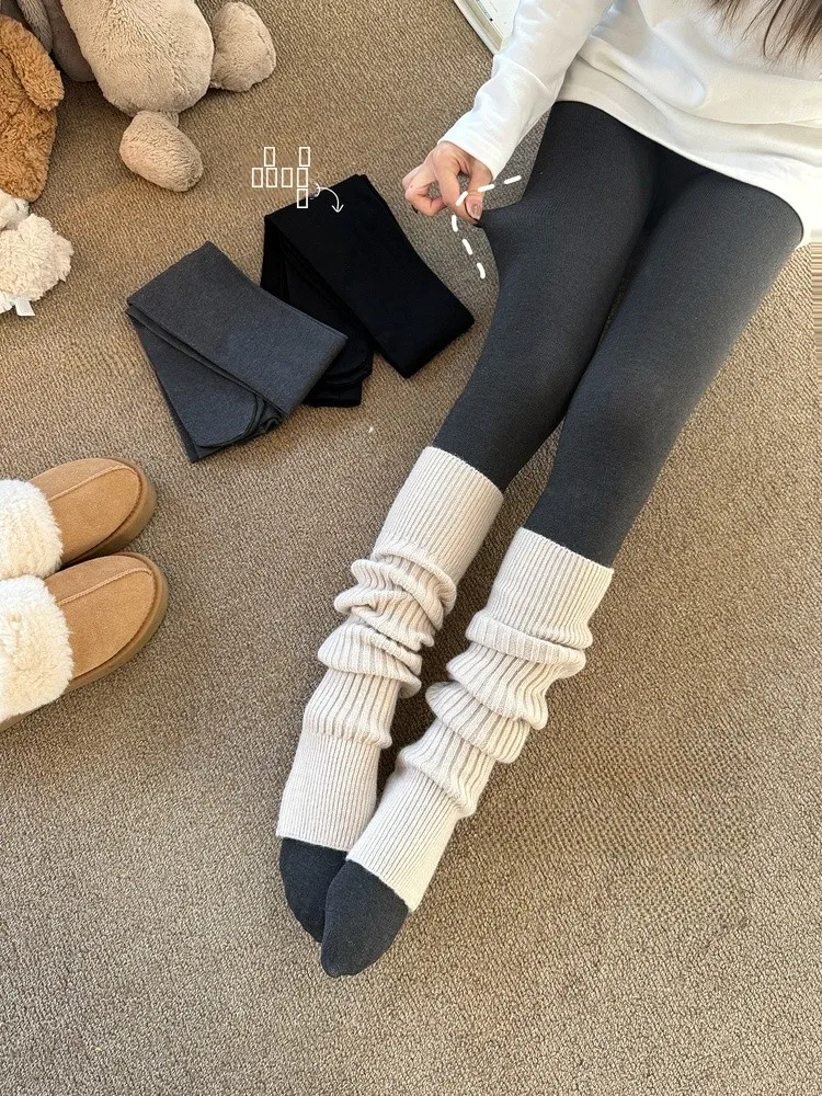 

Women's Fce Lined High Waist Tummy Control Leggings Vertical Stripes Inteated Winter Comfortable Stretchy Casual Pants