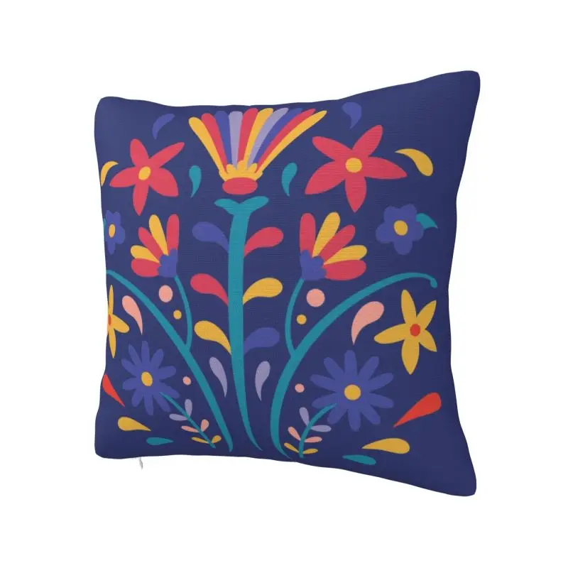 Mexican Otomi Floral Composition Art Modern Throw Pillow Cover Living Room Decoration Folk Flowers Pattern Chair Cushion