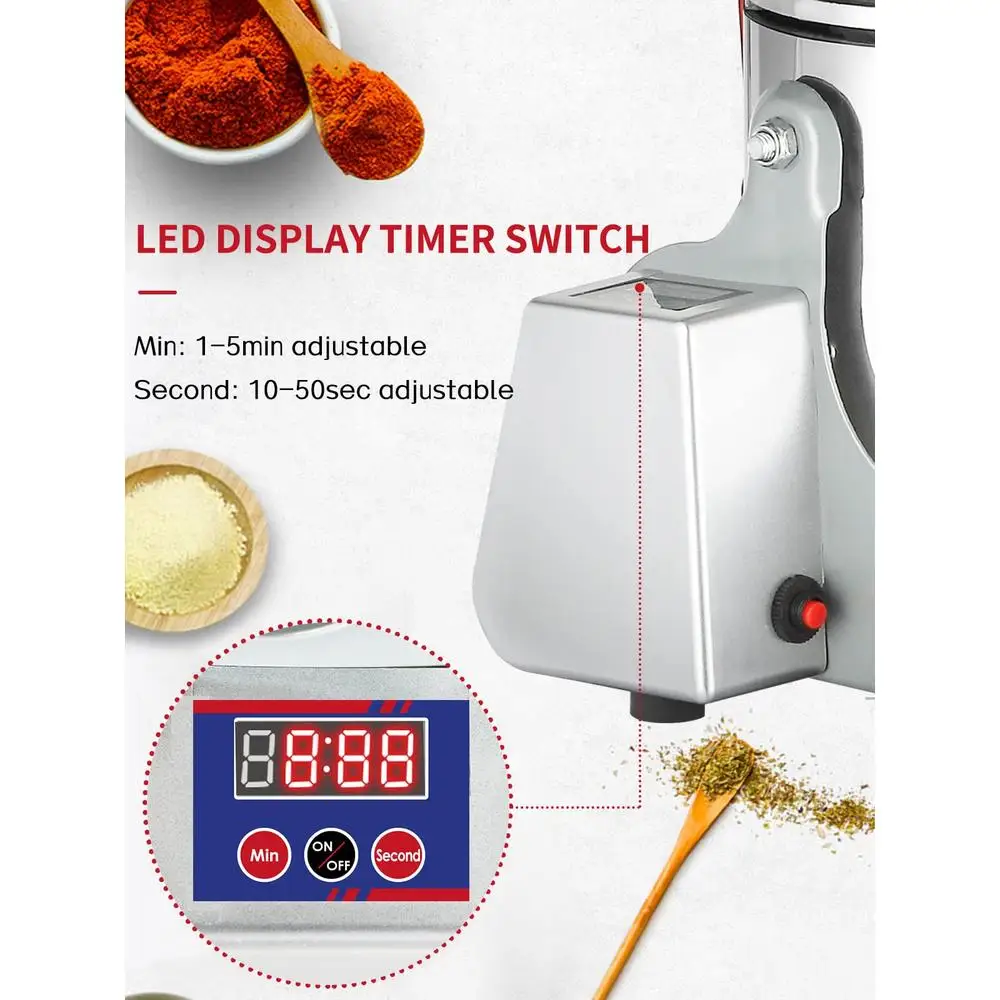 2500g Electric Spice Grinder Stainless Steel LED Digital High Speed Machine Pulverizer Cereals Kitchen Grinder Mill Timer Switch