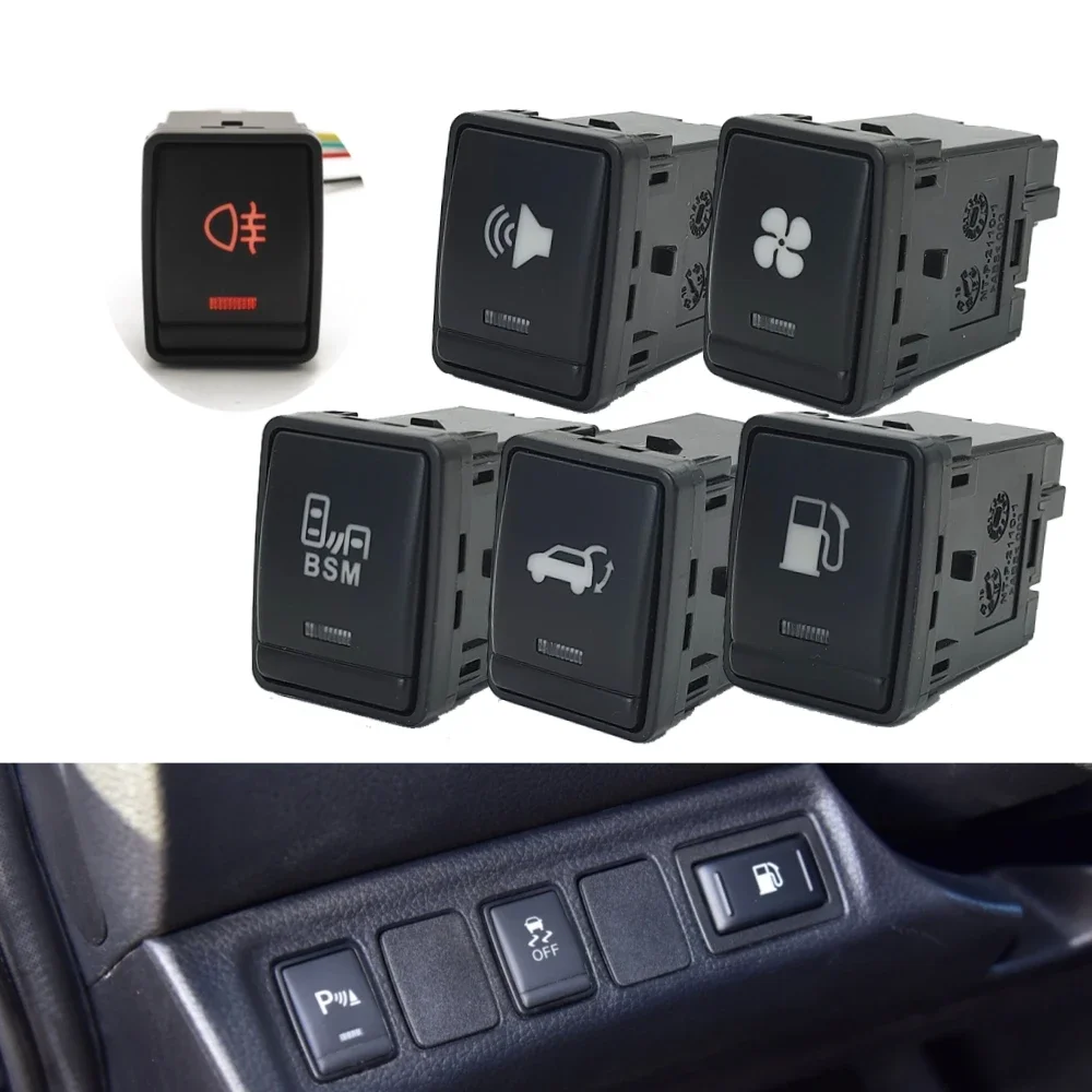 

For Nissan X-Trail T32 2014-2020 Qashqai J11 2015 Car BSM Fog Light Horn Fan Trunk Tailgate Fuel Tank Push Button Switch
