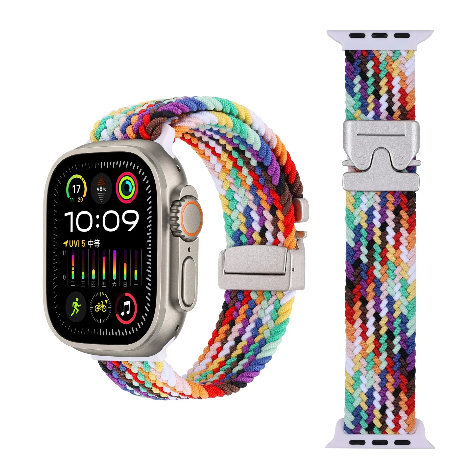 Braided Strap For Apple Watch Band 44mm 40mm 45mm 49mm 41mm 46mm 42mm Bracelet iWatch Series Ultra2 10 9 SE 8 7 65 Magnetic Band image 3