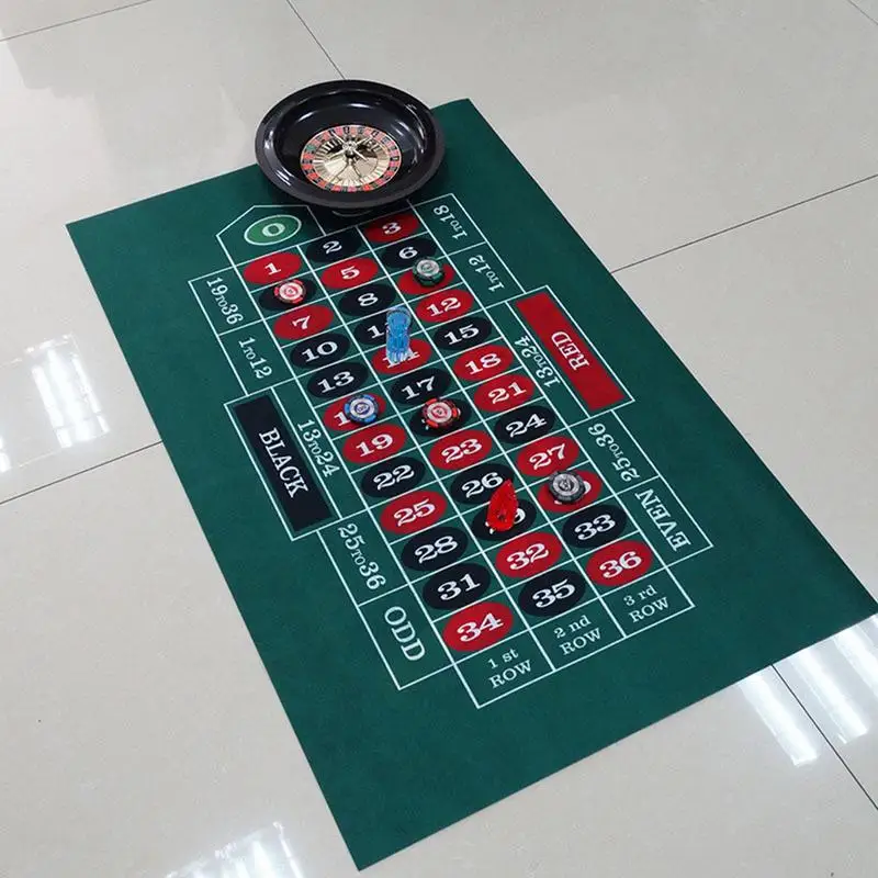 Double-Sided Poker Mat Craps Table & Blackjack Casino Felt Roll-up Casino Roulette Tabletop Mat For Coffee Table Craps game