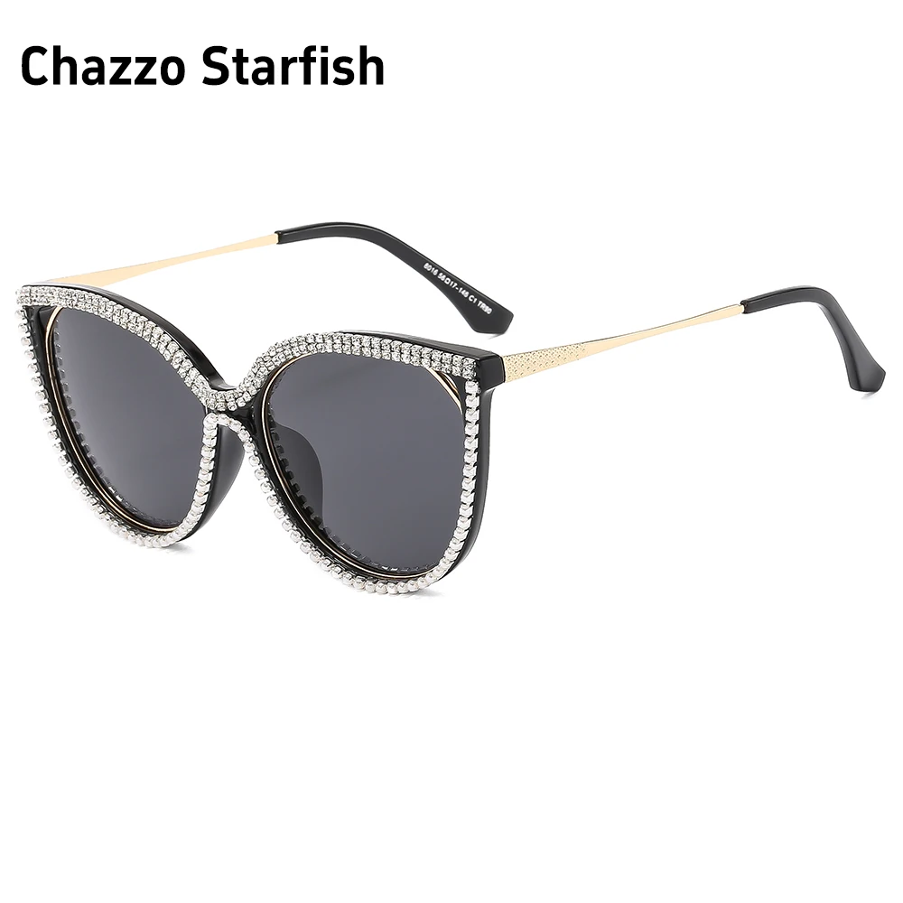 

chazzo starfish vintage Cat Eye Sunglasses with Rhinestones 2024 New in Stylish Women Shades Ins Trendy Handmade Brand Designer