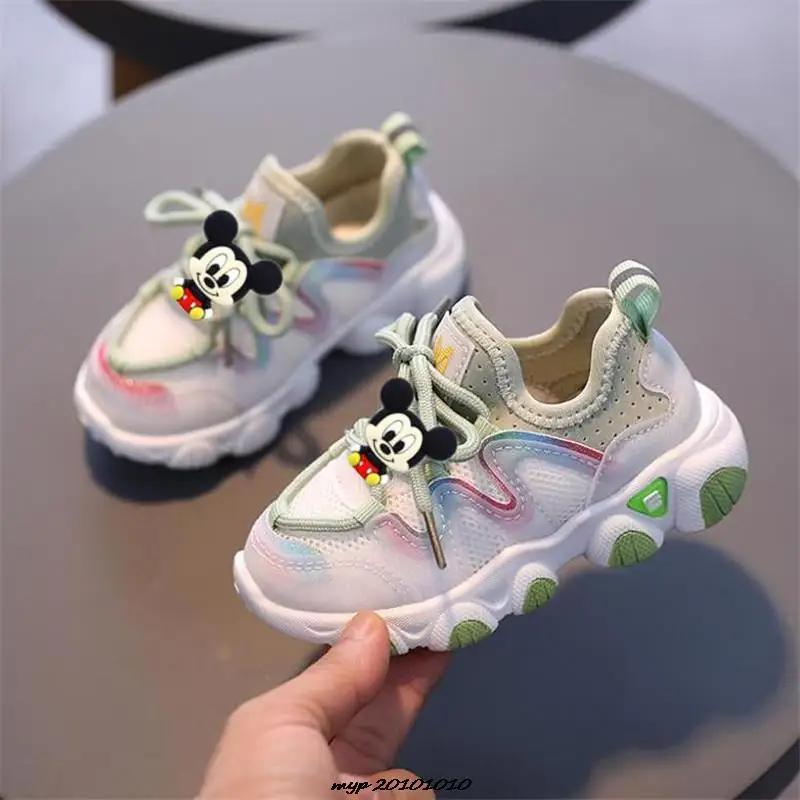 Disney Kids scarpe sportive ragazzi Sneakers Outdoor Mickey Minnie Tenis Basket calzature rosa bianco Stitch Girl scarpe morbide traspiranti