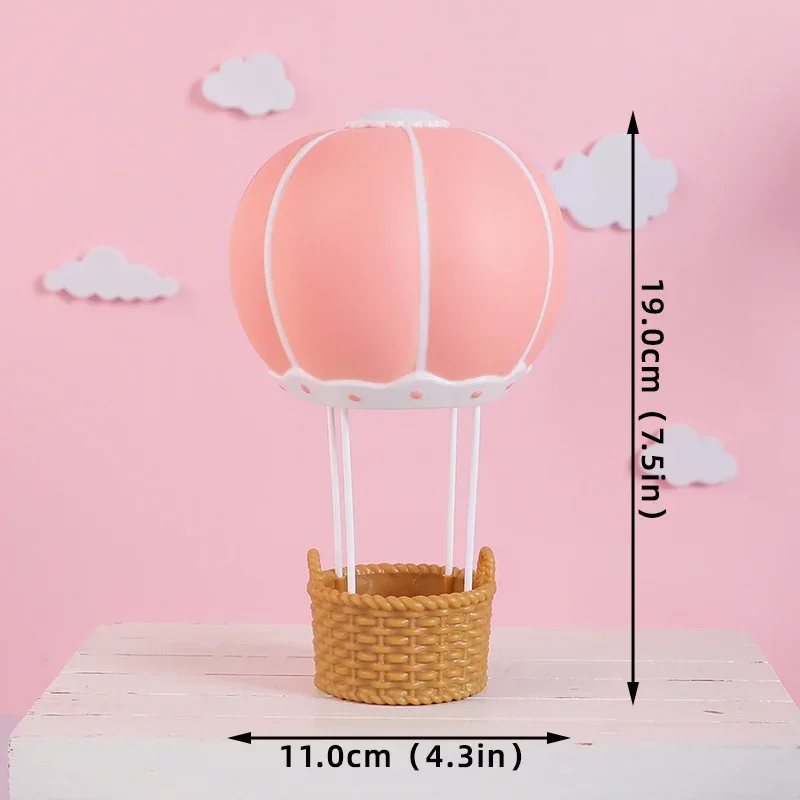 Hot Air Balloon Bear Cake Topper Set Pink Blue Green for Baby Shower Kids Birthday Party Boy Girl Cake Decor Supplies Kit view 2