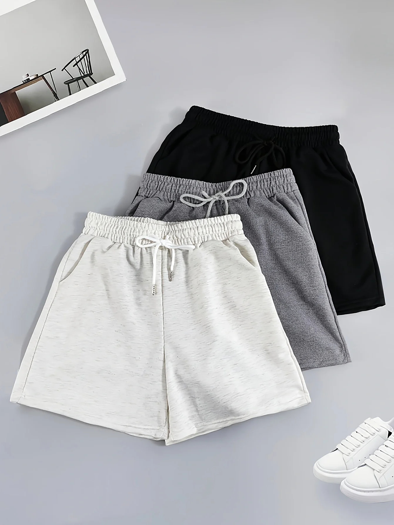 

3PCS Women's Casual Knitted Solid Color Shorts with Double Pockets for Running, Tennis, Badminton, Golf, and Gym