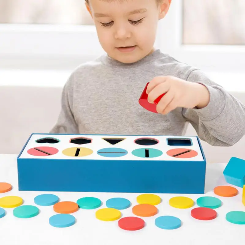 Color Sorting Toys Wooden Shape Sorter Toy Pattern Blocks Educational Matching Blocks Color Sorting Sensory Toys For Home School