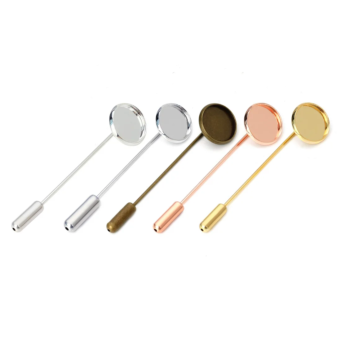 10 teile/los Metall Blank Broschen Basis Glas 10-20mm Unterstützung Cabochon Revers Mit Pin Für Diy Schmuck Machen liefert Zubehör – Detail 3