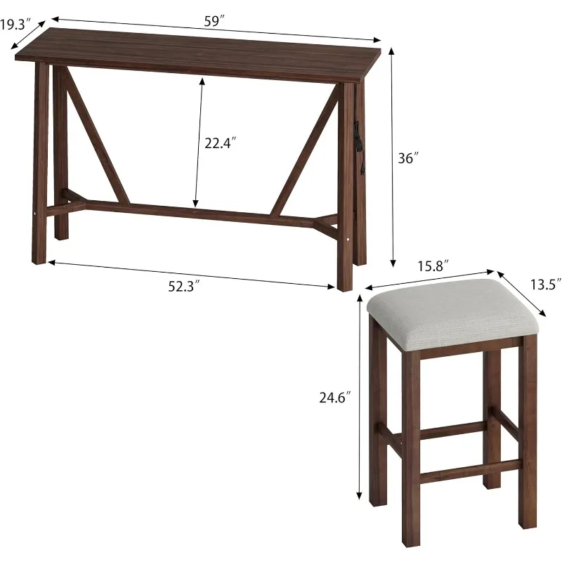 Juego de mesa y sillas de comedor moderno, juego de cocina con taburetes tapizados para espacio pequeño, mesa de desayuno