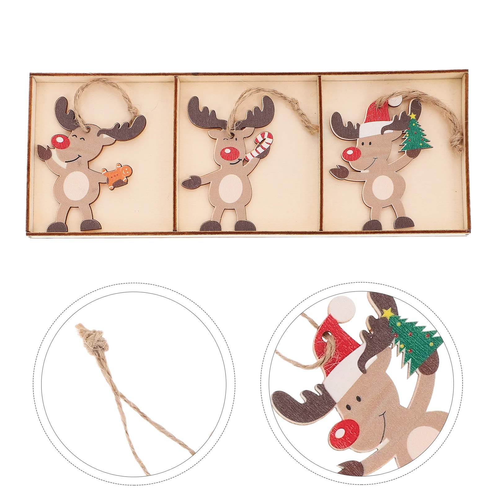 

6Pcs Christmas Hanging Ornaments Wooden Pendants for Xmas Tree Decor Festival Party Decoration Rustic Lightweight Holiday Charm