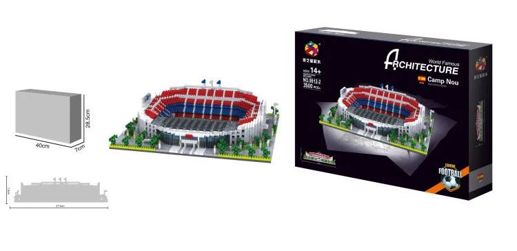 Creative Camp Nou Stadium Micro Diamond Block Spain Barcelona Football Field Model Building Brick Toys Nanobricks Collection