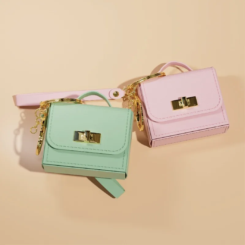 

Mini Lipstick Purse- PU Leather Keychain Wallet with Detachable Strap(Rotating Clasp,Cosmetic Organizer,Handbag Charm Accessory)