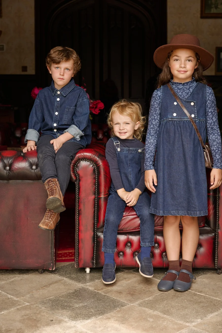 AS AW26 Denim Varsity Collection Navy Blue Denim+ Embroidery Sweatshirt weekday fabric kids brother sister clothing image 2