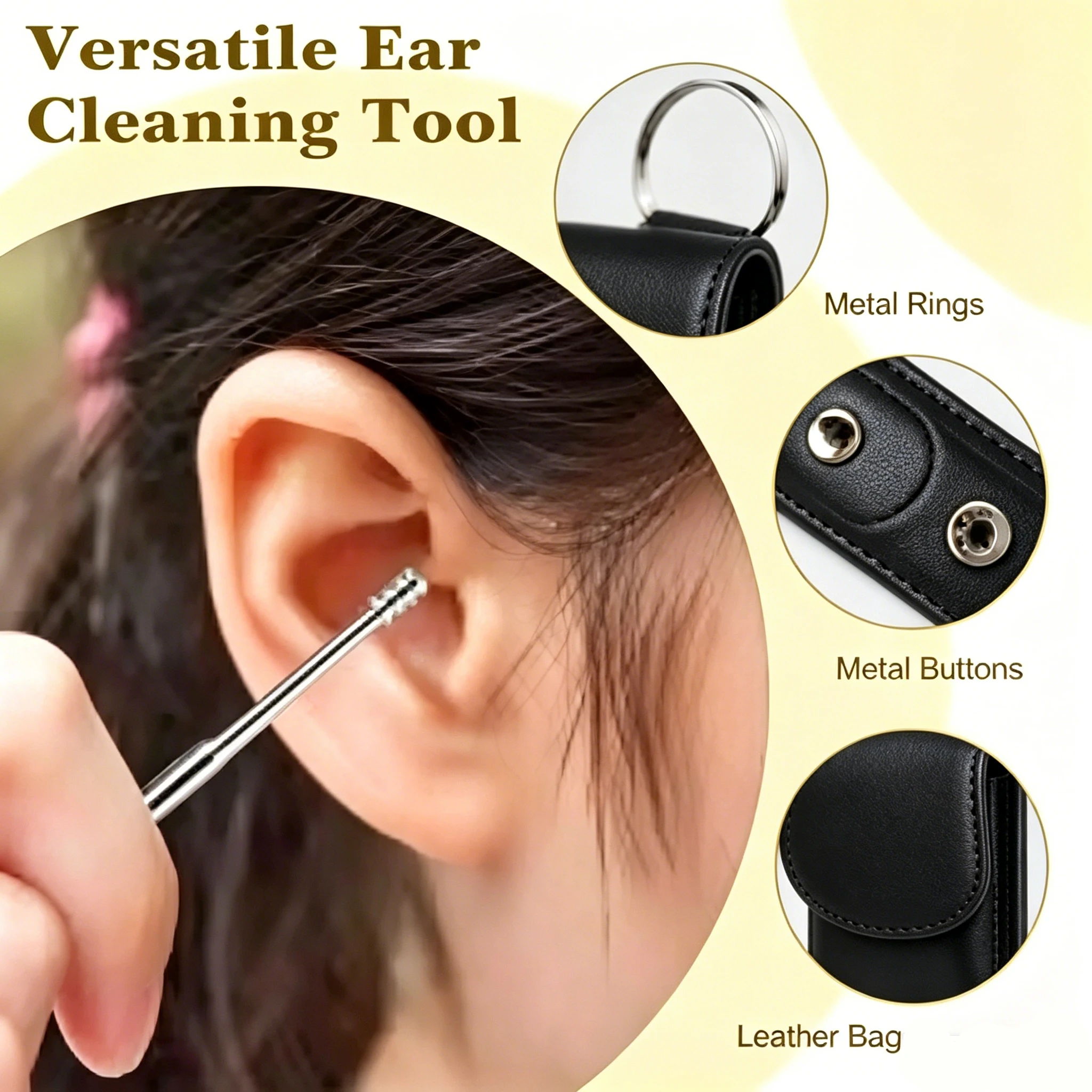 Stainless Steel Earpick Ears Cleaner Spoon Ear Pick Ear Wax Removal Tool Kit Ears Spoon Care for Baby Adults 6PCS Ear Care Set - view 2