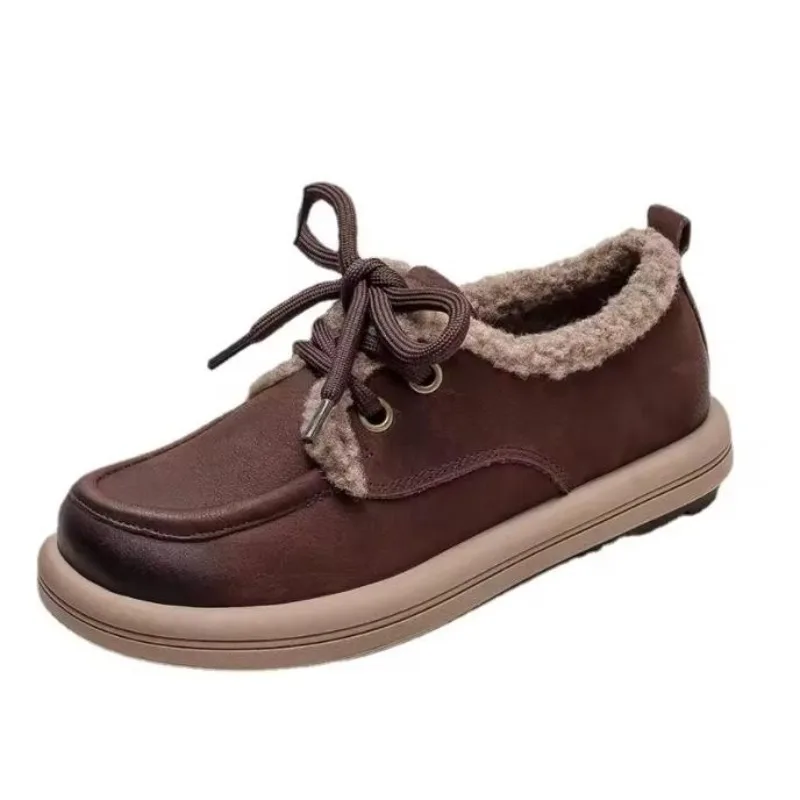 

Новые замшевые лоферы из натуральной кожи 3 см, винтажные плюшевые теплые удобные осенне-зимние женские туфли на мягкой подошве на плоской подошве