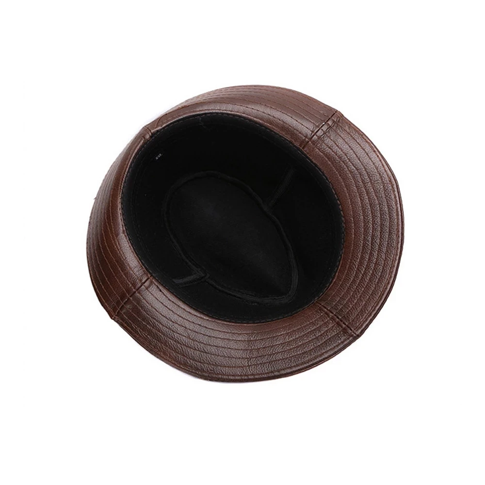 2024 Men Fashion Caps Autumn Winter Warm New Cowboy 100% Real Cowhide Leather Hats Men Real Genuine Cowhide Leather Top Hats