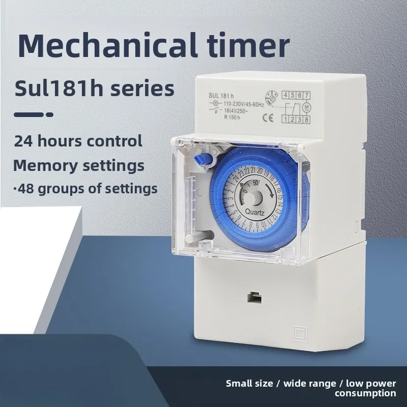 SUL181H Mechanical Timer 24 hours Time Switch Relay Electrical Programmable Timer 24 hour Din Rail Timer Switch
