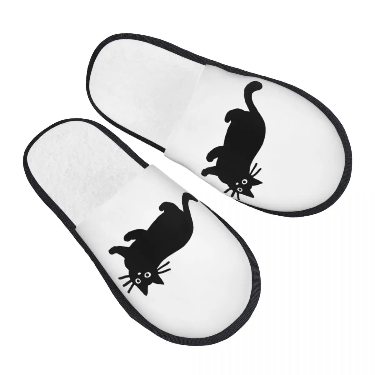 

Изготовленные на заказ тапочки для гостей с рисунком черного кота для спа-женщин, домашние тапочки