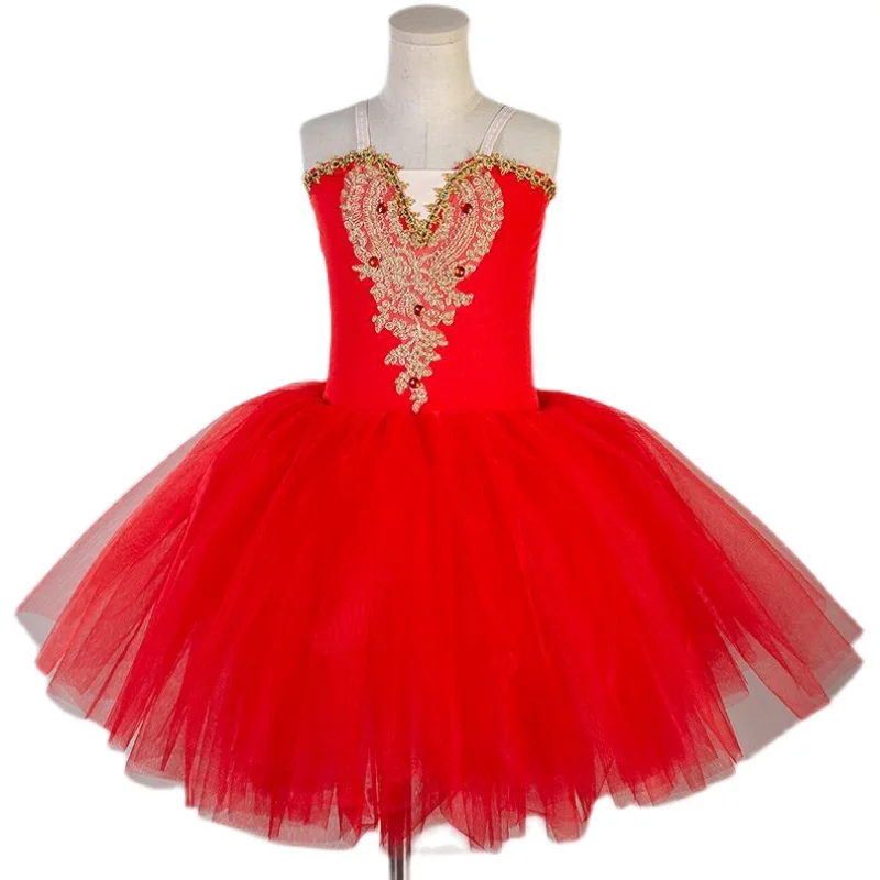 Novas meninas ballet dança saia profissional das crianças traje de balé desempenho tutu saia criança crianças cisne lago tutu roupas