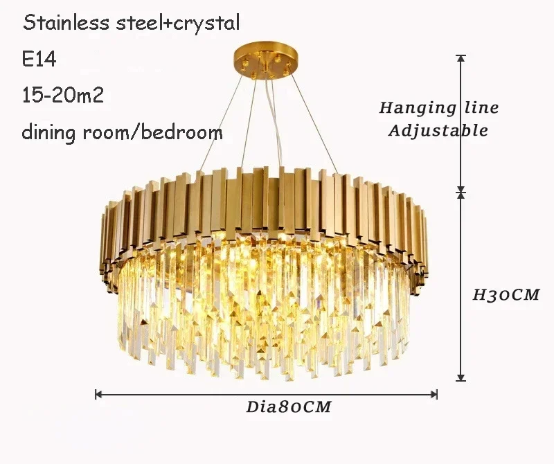 Luxe kristallen kroonluchter moderne LED-plafondkroonluchter licht voor woonkamer eetkamer slaapkamer binnen rondheid gouden plafondlamp