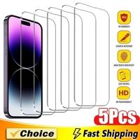 5Pcs Tempered Glass For iPhone 16 15 14 13 12 11Pro Max Screen Protector For iPhone 6 7 8 Plus X XS Max XR Protective Glass Film