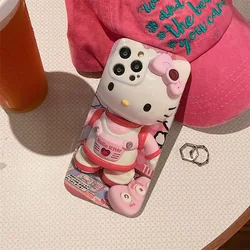 Sweet Pink Hello Kitty astronaut girls Cartoon Phone Case For iPhone 16 15 14 13 12 11 Pro Max Xr Xs 16Plus Case Cute Soft Cover