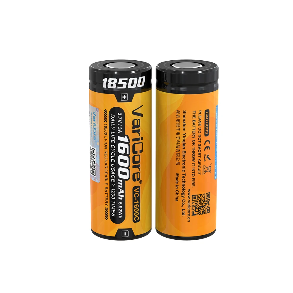 VariCore VC-1600C 18500 1600mAh 3.7V ليثيوم أيون بطارية قابلة للشحن لمصباح ليد جيب كاميرا رقمية لعبة كهربائية