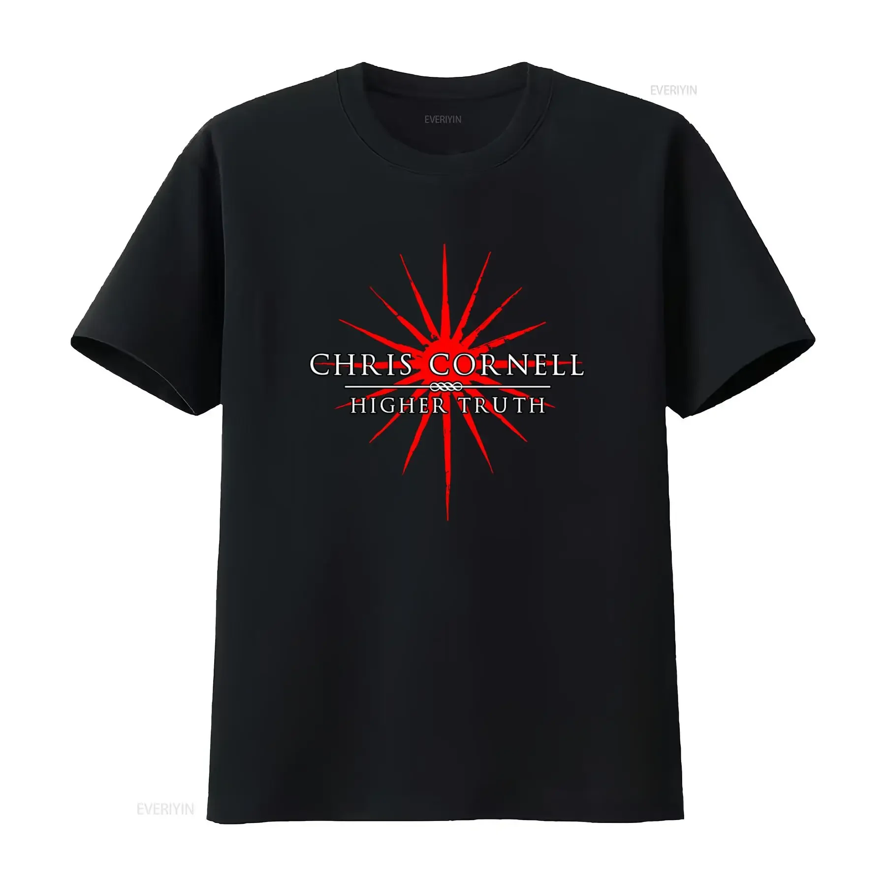 Camiseta Negra de Chris Cornell Soundgarden Higher Truth, para Fanáticos de la Música Rock, Estilo Vintage, Lavada, Unisex, Suave, Elegante, Transpirable y Versátil