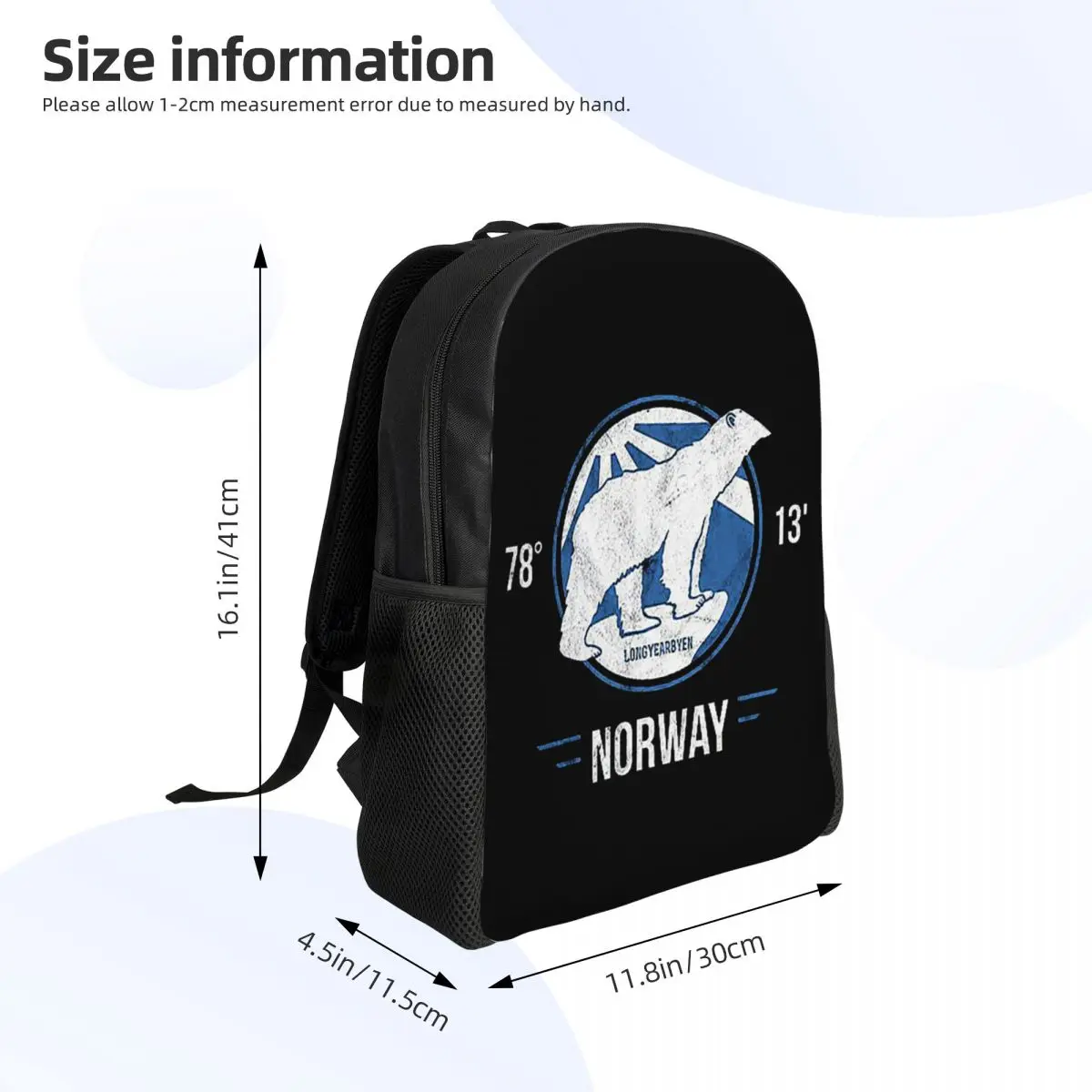 Svalbard Ijsbeer Middernacht Zon In Noorwegen Rugzak Dagrugzak Grote Capaciteit Boekentas Schooltas Schoudertassen voor Heren Dames