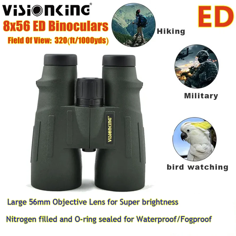 Visionking Professional 8x56 ED Binoculars Long Range IPX6.5 Waterproof Bak4 FMC Traveling Camping Hunting HD Optical Telescope