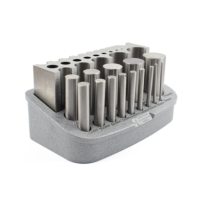 

Durston Bending Block Set - Hardened Steel Block with 14 Polished Half-Round Rods (2-24mm) for Jewelry Forging