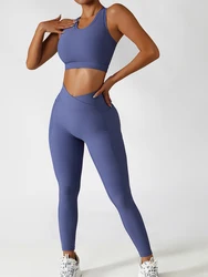 Seamless Yoga Set Gym Suits  High Impact Crop Top Sexy Bra Women's Pants 2 Pieces Set Running Workout Outfit Fitness Clothing