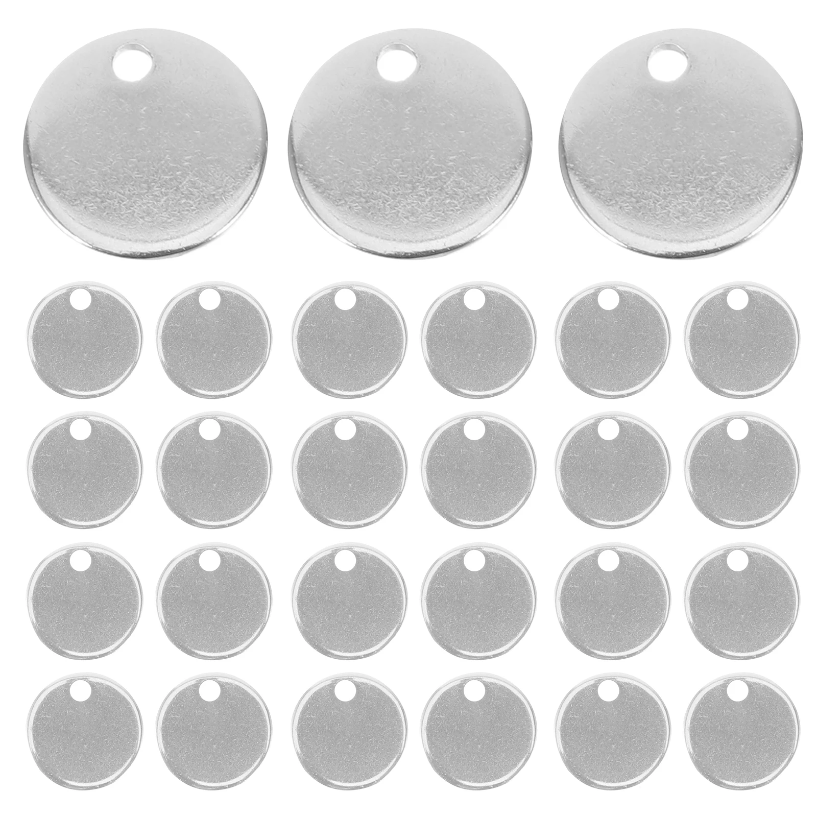 

100pcs Stainless Steel Round Stamping Blanks With Hole Blank Dog Tags Pendant For Diy Jewelry Making Anti-Lost Name Tags Pet Id