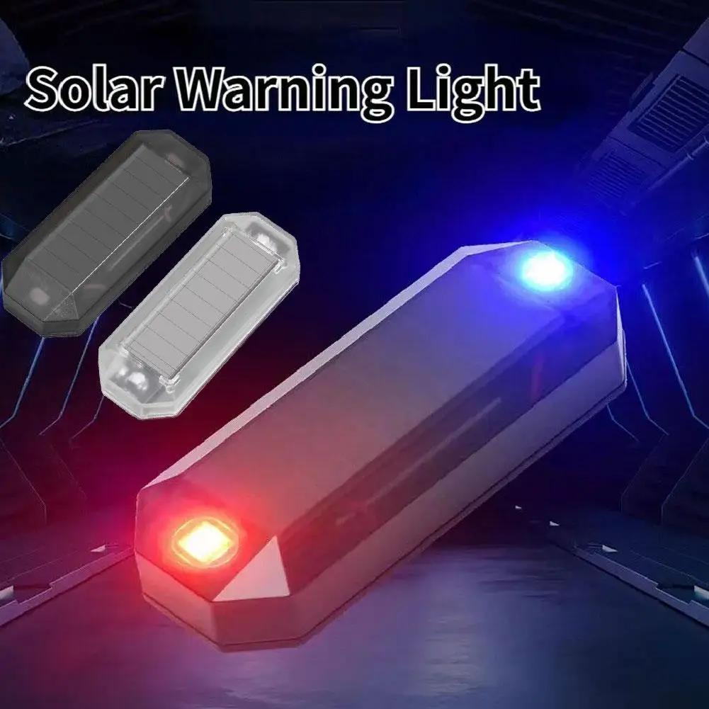 Luz LED de alarma antirrobo para motocicletas y coches, lámpara de precaución nocturna de energía Solar, indicador de linterna LED, advertencia estroboscópica Li Y3I6