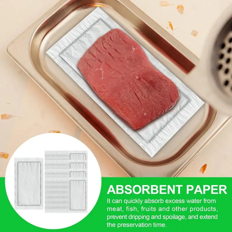 100Pcs Kitchen Rapid Absorbent Pads For Meat Fish Poultry Produce For Keeping Packaging Dry Clean Absorbent Paper Kitchen Tool