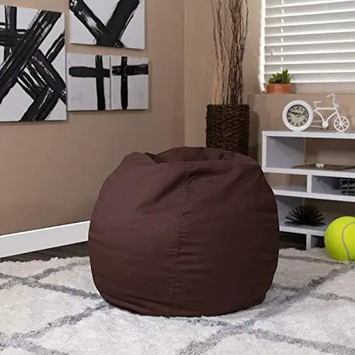 

Small White Furry Refillable Bean Bag Chair for and Teens Round tables Chair seat cover Wooden chair Living room decoration