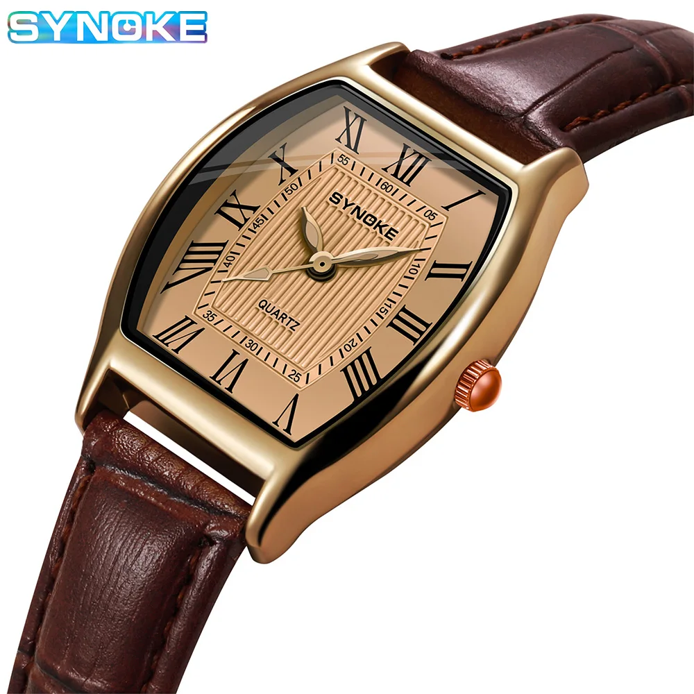 SYNOKE Quartz Women Retro Classic Wine Barrel Watches Female Elegant Wristwatch Casual Ladies Clock Relogio Feminino